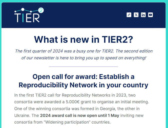 What is new in TIER2: Project newsletter summarises