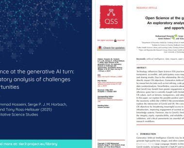 A new publication from TIER2 partners on the impact of Generative AI on Open Science